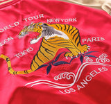 Tiger embroidery world tour long bomber jacket