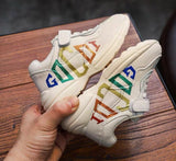 Rainbow script sneakers