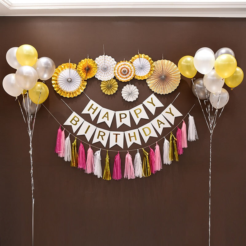 Happy birthday garland set backdrop party decoration – Fashion for Your Kids
