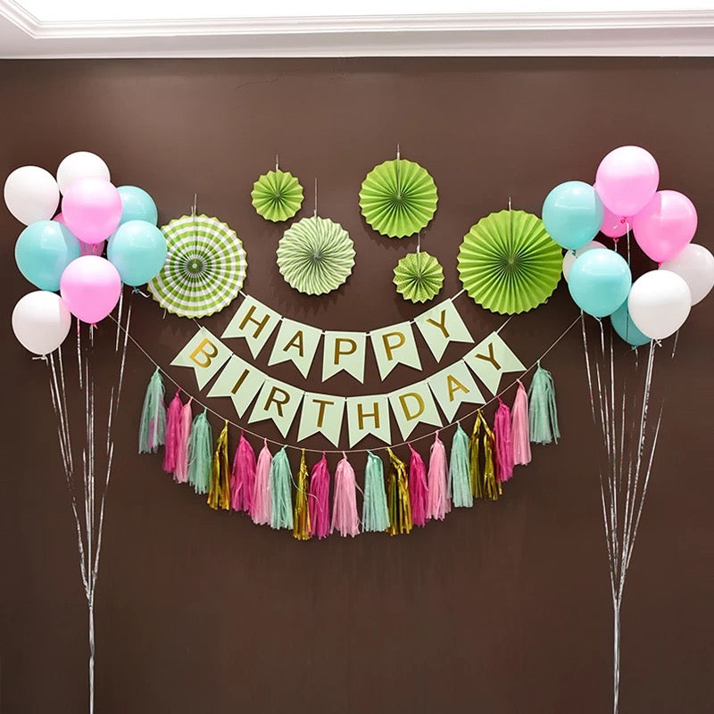 Happy birthday garland set backdrop party decoration – Fashion for