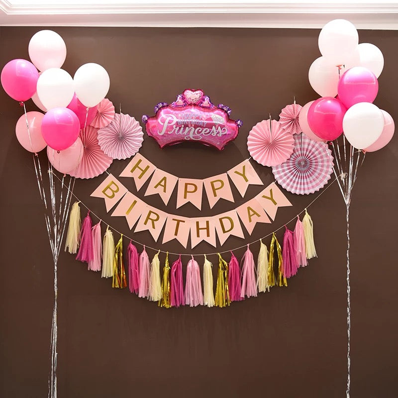 Happy birthday garland set backdrop party decoration – Fashion for