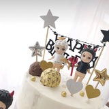 Happy birthday stars hearts cake topper party decoration