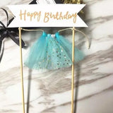 Happy birthday tulle cake topper party decoration
