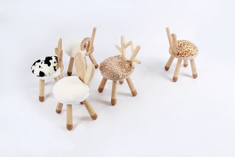 Wood chairs table farm animals