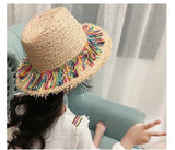 Straw fringe multicolor hat